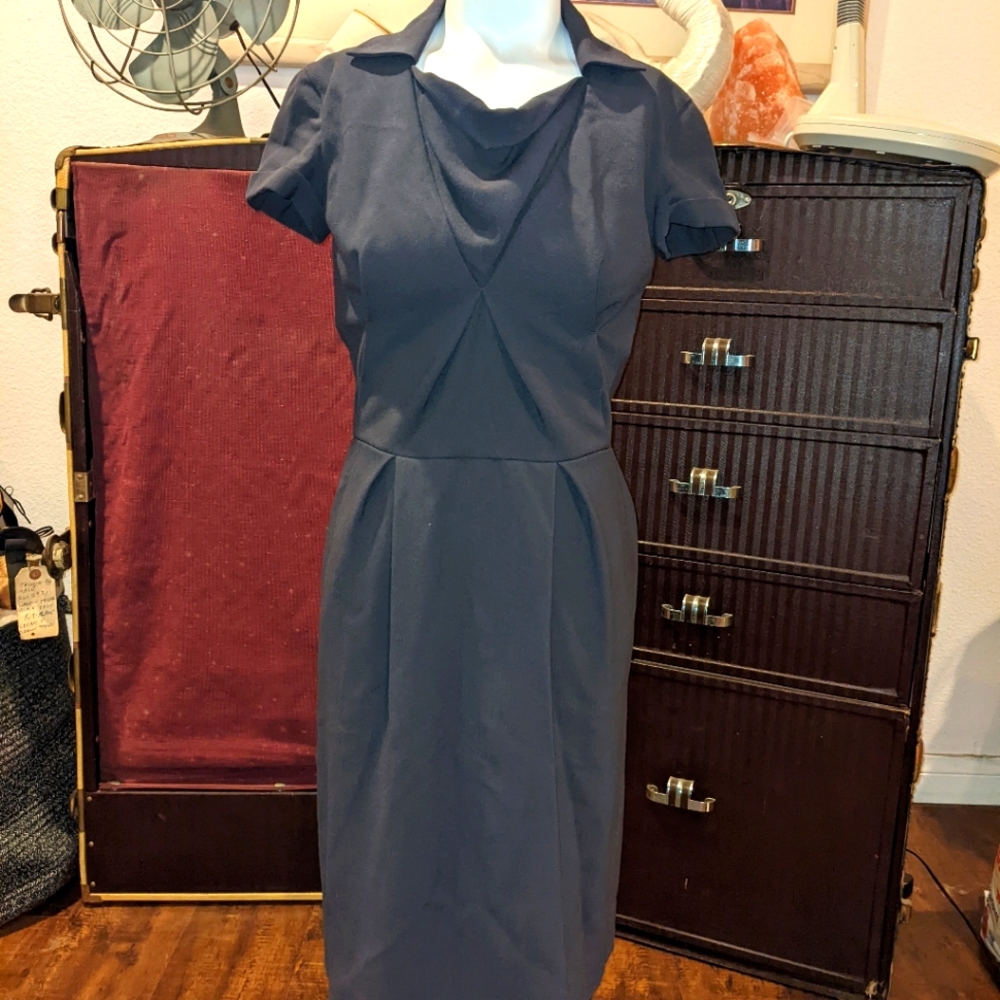 VTG Bottega Veneta Virgin Wool Oragami Shift Dress Size 38